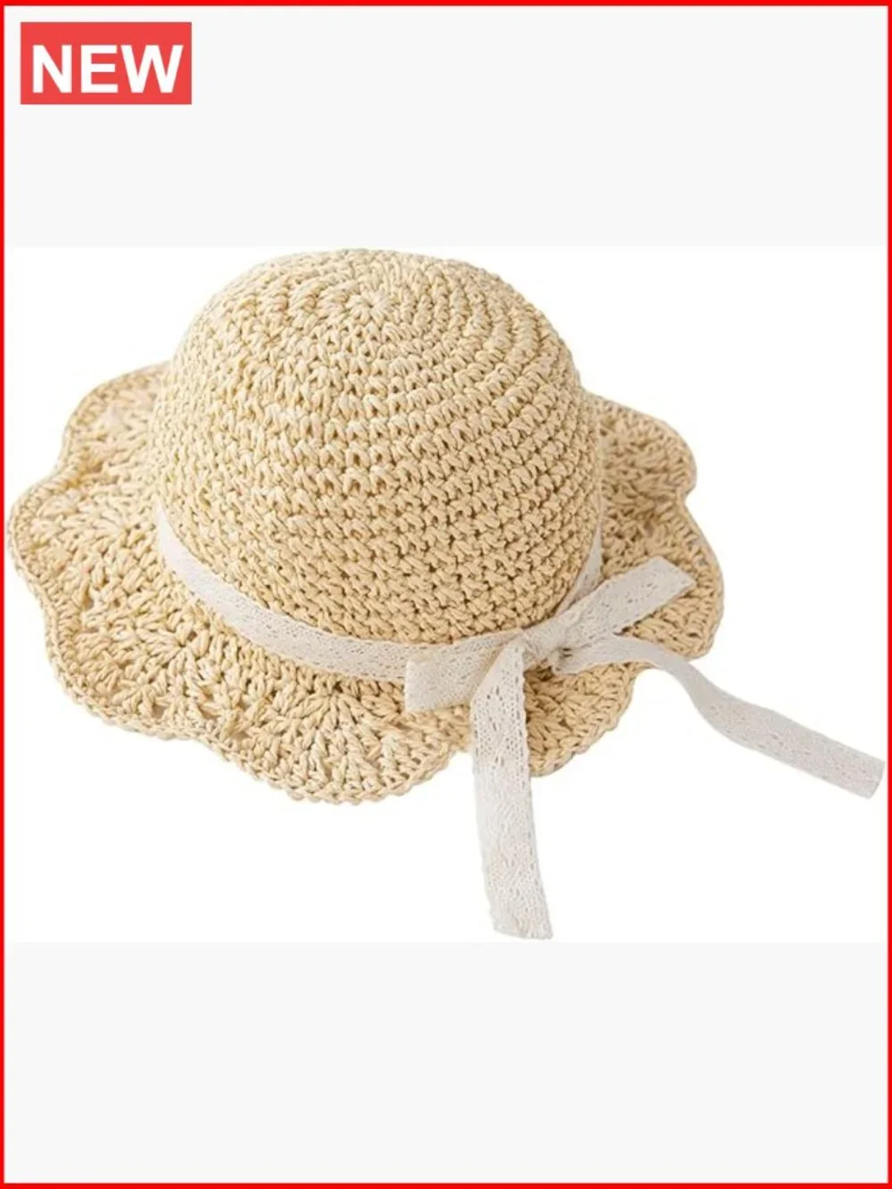 Toddler Girls Straw Sun Hat with Chin Strap for Beach Travel